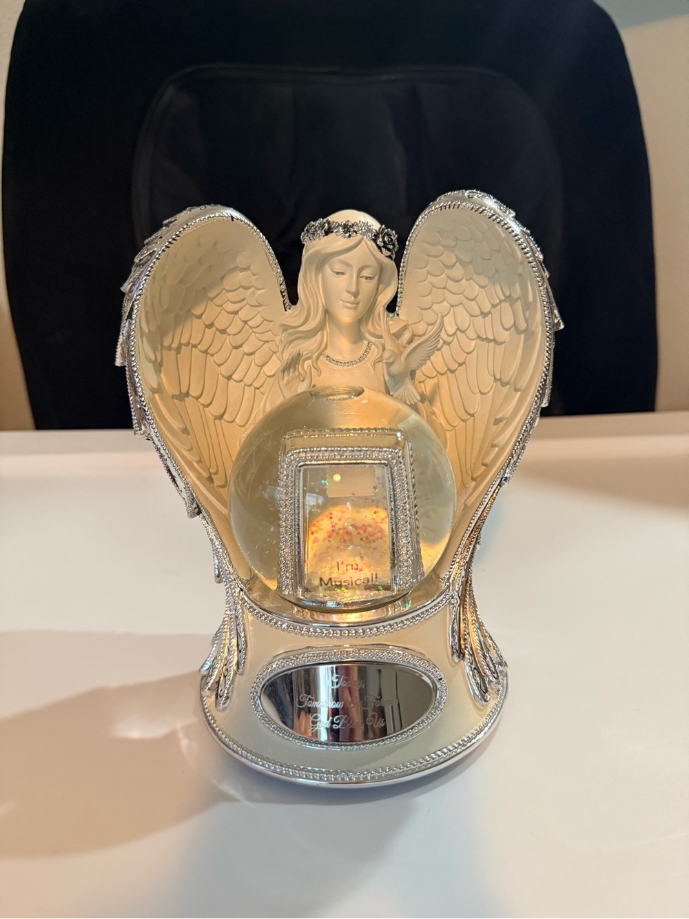 Things Remembered 7" Religious Guardian Angel Musical Snow Globe(Add Your Photo)